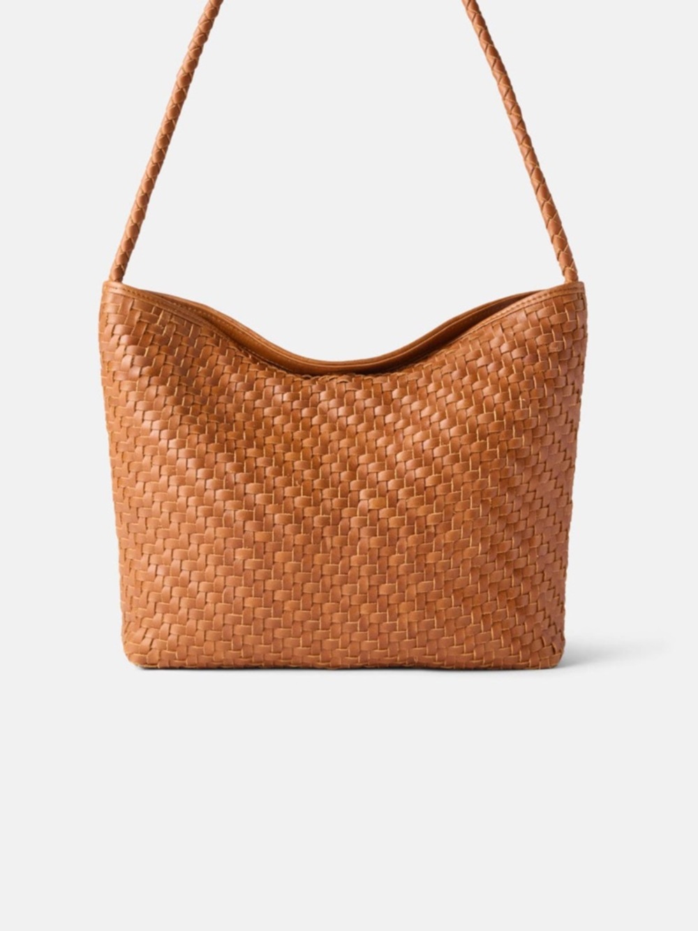 BEMBIEN Woven Shoulder Bag in Cognac